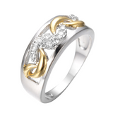 1.5ct Round Cut Diamond Engagement Ring 14k Dual Tone Finish Crescent Design