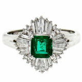 2ct Asscher Green Emerald Engagement Ring Cocktail Sunburst 14k White Gold Over