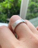 0.1ct Princess Cut Simulated Emerald Three Stone Wed Band 14k White Gold Plated