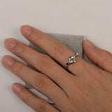 1ct Pear Cut Diamond Engagement Ring Swirl Twist Solitaire 14k White Gold Finish