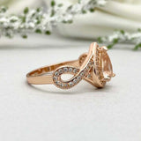 2ct Engagement Ring Pear Cut Peach Morganite Split Shank Halo 14k Rose Gold Over