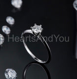 0.25ct Round Cut Moissanite Solitaire Engagement Ring 14k White Gold Plated