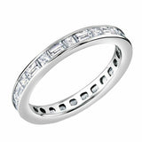 2ct Baguette & Princess Cut Diamond Wedding Band Eternity 14k White Gold Finish