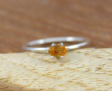 0.5ct Engagement Ring Oval Cut Yellow Citrine Minimalist 14k White Gold Finish