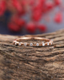 0.2ct Round Cut Moissanite Stackable Women Wedding Band 14k Rose Gold Plated