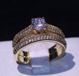 3ct Round Cut Diamond Engagement Ring 14k Yellow Gold Finish Bridal Set Promise