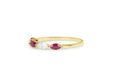 0.75ct Marquise Cut Pink Ruby Five Stone Engagement Ring 14k Yellow Gold Finish