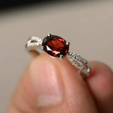 1.2ct Oval Cut Red Garnet Engagement Ring 14k WhiteGold Finish Split Shank Women