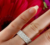 4ct Round Cut Diamond Wide Eternity Wedding Ring Band 14k White Gold Finish