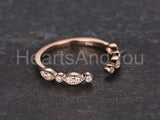 0.2ct Round Cut Moissanite Milgrain Half Eternity Band 14k Rose Gold Plated