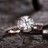 1.5ct Engagement Ring Round Cut Diamond Diamond Accent Halo 14k Rose Gold Finish
