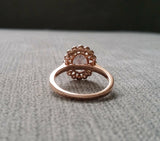 1.5Ct Oval Cut Peach Morganite Floral Halo Engagement Ring 14K Rose Gold Finish