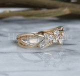0.35ct Round Cut Moissanite Twisted Women Engagement Ring 14K Yellow Gold Plated