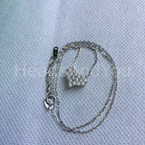 1ct Round Cut Moissanite Cluster Love Pendant Chain 14k White Gold Plated