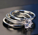 1.2ct Round Cut Diamond Engagement Ring 14k White Gold Finish Solitaire Trio Set