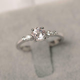 1ct Round Peach Morganite Engagement Ring 5 Stone Solitaire 14k White Gold Over