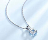 2ct Blue Topaz Pendant Princess Cut Stylish Women 14k White Gold Finish NO CHAIN