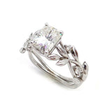2ct Radiant Cut Diamond Engagement Ring Flower Leaf Solitaire 14k WhiteGold Over