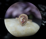 2ct Pear Cut Peach Morganite Engagement Ring 14k Rose Gold Finish Halo Solitaire