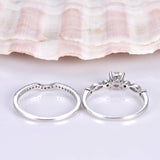 Bridal Set Wedding Engagement Ring 1ct Round Cut Diamond 14k White Gold Finish