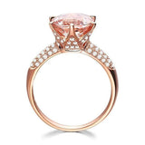 2.6ct Round Cut Peach Morganite Diamond Cluster Accent Ring 14k Rose Gold Finish