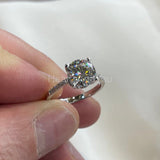 2.1ct Round Cut Moissanite Solitaire with Accents Ring 14K White Gold Plated