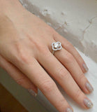 Halo Unique Engagement Ring 1.5ct Cushion Cut VVS1 Diamond 14k White Gold Finish