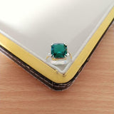 2ct Engagement Ring Cushion Cut Green Emerald Solitaire 14k White Gold Finish