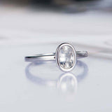 1.6ct Oval Cut Diamond Engagement Ring Bezel Set Solitaire 14k White Gold Finish