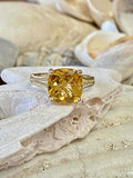 2ct Engagement Ring Cushion Cut Citrine Braided Solitaire 14k Yellow Gold Finish