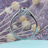 1ct Oval Cut Blue Sapphire Petite Solitaire Diamond Halo Ring 14k WhiteGold Over