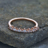 0.45ct Wedding Band Round Diamond Stackable Petite Minimal 14k Rose Gold Finish