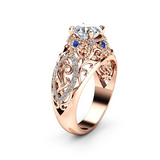 2ct Round Cut Diamond Engagement Ring 14k Rose Gold Over Filigree Vintage Hollow