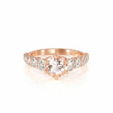 3Ct Round Cut Peach Morganite Diamond Accents Engagement Ring 14K Rose Gold Over