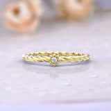 0.1ct Round Cut Moissanite Twisted Women Engagement Ring 14k White Gold Plated
