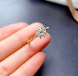 1.2ct Engagement Ring Round Cut Diamond Minimalist Design 14k Yellow Gold Finish