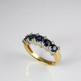 2.2ct Round Cut Blue Sapphire Five Stone Engagement Ring 14k Dual Gold Finish