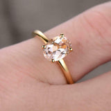 1ct Engagement Ring Oval Cut Peach Morganite Solitaire 14k Yellow Gold Finish