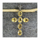 2.5ct Oval Cut Yellow Sapphire Pendant Christ Cross 14k White Gold Over NO CHAIN