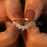 0.5ct Round Cut Moissanite Curved Stacking Wedding Band 14K Yellow Gold Plated