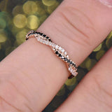1.5ct Round Cut Black & White Diamond Infinity Eternity Band 14k RoseGold Finish