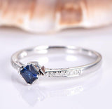 0.5ct Princess Cut Blue Sapphire Stacking Engagement Ring 14k White Gold Finish