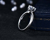2.2ct Engagement Ring Round Cut Diamond Accents Solitaire 14k White Gold Finish