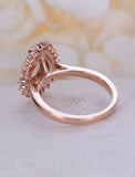 2ct Pear Cut Peach Morganite Engagement Ring Dual Halo Diamond 14k RoseGold Over