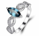 2.3ct Marquise Cut London Blue Topaz Twisted Infinity Ring 14k White Gold Finish