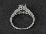 2ct Engagement Ring Oval Cut Aquamarine Accent with Solitaire 14k WhiteGold Over