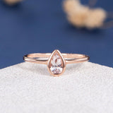 0.3ct Pear Cut Simulated Peach Morganite Solitaire Ring 14k Rose Gold Plated