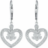 1ct Round Cut VVS1 Diamond Fleur-de-lis Drop Earring Women 14k White Gold Finish