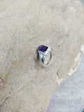 2.1ct Engagement Ring Emerald Cut Purple Amethyst Halo 14k White Gold Finish