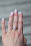 1ct Engagement Ring Round Cut Pink Sapphire Floral Solitaire 14k White Gold Over